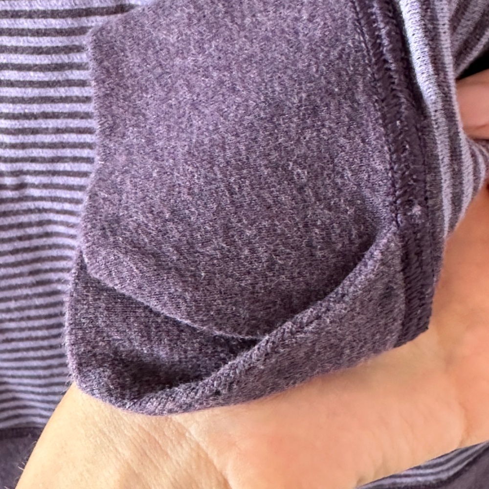 Lululemon Athletic Reversible Stripe Crew Neck Long Sleeve Top Shirt Purple - Picture 5 of 12